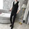 Plus Size Waistcoat Nightclub Work Vest Men Casual Sleeveless Slim Fit Tuxedo Vests Double Breasted Work Uniform Wedding Clothes 210527