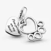 Ny ankomst 100% 925 Sterling Silver Hearts Paw Print Dangle Charm Fit Original European Charm Bracelet Mode Smycken Tillbehör