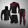 Running 4PC / Set för män Gym Kläder Fitness Compression Mäns Sport Passar Snabbtorkande Sportkläder Satser Andningsbara strumpbyxor 211006