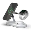 15W Fast Charging Stand 5 In 1 Magnetic Wireless Charger Station For IPhone 12 Pro Max Airpods Apple Watch 6 SE 4 3 2 Magnet Chargers Fit Samsung Xiaomi Smartphone