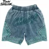 Hip Hop Cargo Shorts Streetwear Ricamo Denim Denim Pantaloncini Harajuku Jogger Shorts Summer Men Denim Breve Pocket Cotton 210302
