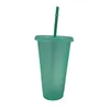 Glitter Drink Tumbler 24oz Glitter Cup de copos de plástico brilhando com copos com palha de verão Reutil
