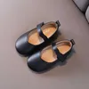 Khaki Black Pink Kids Leather Girl Princess Single Shoes soft-soled comfortable Toddler baby girl shoes 1-7Years old kids X0703