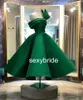 Elegante Arabische korte schouder prom jurken een lijn thee lengte gezwollen donkergroene avondjurken 2021 homecoming jurk cocktail feestjurken