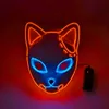 Halloween Party El Fox Masks Demon Slayers Cosplay Mask LED för män Kvinnor Halloween Props