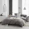 Nordic Solid Simple White Blue Duvet Cover Set with Ties Bed Linens Bedclothes Quilt Queen Size Bedspread Bedding Set Polyester