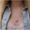 Océan Peach Coeur Amour Pendentif Collier Simple Autriche Cristal Clavicule Chaîne pour Couple Amoureux Bijoux