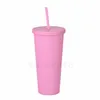 Hot Drinkware 12 Kleuren Dubbel-Deck Plastic Stro Cups Koffie Cup Bar Gereedschap 22oz Straight Cup Plastic Mokken ZC067