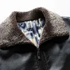 Flight Jacket Men Fur Collar PU Leather Men Jacket Black Brown Vintage Coat Winter Male Thicken Fleece Warm Bomber Jacket Parkas 211009