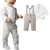 Kostymer Barnkläder Kostymer Småbarn Pojkar Kläder Set Sommar Babydräkt Shorts Skjorta Barn Formell Bröllopsfest Kostym HöstHKD230704