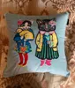 Taie d'oreiller design de luxe classique dessin animé chat motif broderie housse de coussin 45*45cm pour la décoration de la maison et le festival cadeaux de Noël 20