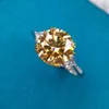 Solitaire 3CT Topaz Promise Anello 925 Sterling Silver Engagement Wedding Band anelli per le donne regalo di gioielli dito di lusso da sposa