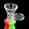 Shisha Hookah Glass Bong Dab silikonowy wąż złącza żarówka Hookahs świetlisty platforma olejna rurki Wysokość 7.4 ”