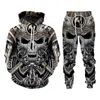 Erkek Hoodie ve 3D Punk İskelet Desen, İki Parçalı Takım Elbise, Sonbahar Ve Kış Rahat Giyim, Gotik Tarzı, Moda G1217