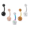 Bling Navel Piercing Belly Button Rings Bar CrystalジルコンラウンドOmbligo Partyスタッドバーベル