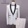 2019 Nouvelle marque hommes costume costumes de mariage pour hommes col châle 3 pièces coupe ajustée costume bordeaux hommes bleu royal veste de smoking QT996 x0909