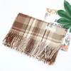 Kobiety Nowa Gruba Szalik Plaid Imitacja Cashmere Color Siatki Scareves Fringed Szal Jesień I Zima