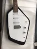 Rare Phantom VOX 6 Strings Mark V Teardrop Black Solid Body Electric Guitar 3 Single Coil Pickups, Tremolo Tailpiece, Vintage White Tuners