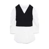 Volants Puff Sleeve Design Blusas Office Lady Costume Sweet Solid Femme Chemises avec gilet tricoté Simple 2 pièces Ensemble 210525