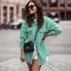 Autumn Fashion Houndstooth Women's Jacket Casual Loose Lapel Long Sleeve Coat High Street Plaid Female Winter Top 211014