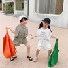 Barnkläder Super Siblings Koreanska Sommarkläder Pojkar och Tjejer Baby Brev Ärmlös T-shirt + Wide-Ben Shorts Two-Pite 210625