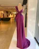 Prom Designer Purple Dresses Beaded Crystals Ruched Pleats Satin Spaghetti Straps Formal Evening Gown Party Wear Vestidos Custom Made