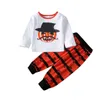 Été Enfants Ensembles De Mode À Manches Courtes Imprimer Tête De Citrouille T-shirt Orange Pantalon Casual 2 Pcs Filles Vêtements 210629