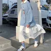 SS streetwear suits women's Korean Japan Kawaii long-sleeved funny print polo shirt and white skirt hip hop two-piece sets 210526
