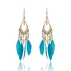 S2779 Bohemian Fashion Jewelry For Women Dangle Ornaments Earrings Handmade Beaded Colorful Feather Earrings