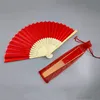 Chinese Fold Fans Solid Color Folds Fans Summer Handheld Wood Fan With Yarn Bag Wedding Party Gift Home Desktop Decoration BH6213 TYJ