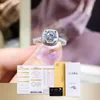 100% Lab Engagement Ring 1-3 Carat Round Brilliant Diamond Square Halo Dream Wedding Band Eternity With Box 220212