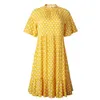 Zwarte jurk polka-dot vrouwen zomer sundresses casual wit losse pasvorm kleding gele dames kleding elke dag 210309