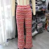 Женщины ZA мода напечатанные обрезанные брюки винтажные середины талии карманы Zip муха женские брюки осень женские брюки одежды Q0801