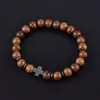 Bracelet croisé Vintage à brins de perles pour femmes et hommes, en bois d'hématite, perles extensibles, bijoux de fête Yaga, cadeau 224V