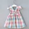 Girls 'Dress Korean Rainbow Princess Dress Casual Ärmlös Party Baby Girls Klänningar För Fest Bröllop Barn Barnkläder Q0716