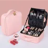 LHLYSGS PU Waterproof Cosmetic Case Suitcases Multi-storey Large Professional Makeup Bag Women Beauty Organizer Cosmetic Bag 220310