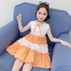 Girl Dress Patchwork Party For Girls Casual Style Kid Sommarkläder 6 8 10 12 14 210528