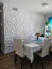 Art3D 50x50cm 화이트 3D 플라스틱 벽 패널 스티커 방음 기하학적 횡단 라인 거실 침실 TV 배경 (12 타일 32 sq ft 팩)
