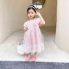 Menoea Baby Girls Princess Dresses 2022 New Summer Floral Lace Short Sleeve Dress Kids Toddler Patchwork Costumes Korean Clothes G1215