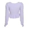 Women's Sweaters 2022 Women Close-fitting Sweater Casual Solid Color V Neck Long Sleeve Exposed Navel Knitting Pullovers For Autumn Purple S