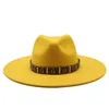 Zimowi jesieni mężczyźni wełniane czapki fedora z pasami kobiet vintage duży szeroki rdzeń Jazz Felt Hat Panama Derby Church Hat3959247