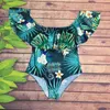 2018 Hot Sexy Ruffled One Piece Baddräkt Badkläder Kvinnor Av Skulder Monokini Bodysuit Ladies Fashion Beach Swim Wear Badkläder 294 x2