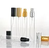 15ml Clear Mini Prov Raffillerbar Parfym Spray Glass Atomizerflaska Med Svart Gyllene Silver Lid 1000PCS SN6142