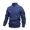 Męska Bombowiec Zipper Jacket Casual Kurtka Wstążka Mężczyźni Slim Fit Pilot Pilot Marka Stand-Collar Odzieży Outerwear Wiosna Jesień Płaszcz 210603