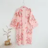 Damen-Nachtwäsche, 100 % Baumwolle, süßes Kirsch-Kimono-Nachthemd, Pyjama, Heimservice, Bademantel, Damen-Nachthemd, lockeres 2021