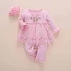 Baby Girl Roushas Fall Cotton Lace Princess estilo macacão 03 meses Romper infantil com bandeira de meias ROPA BEBE 2201058079627