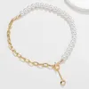 Collana girocollo di perle d'imitazione di moda per le donne Collari corti di perle a cuore carino AMORE Toggle gioielli regali Kolye