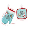 かわいいクリスマスオーブンミット電子レンジベーキンググローブクリスマスパターン絶縁手袋とマットポリエステルキッチングローブ