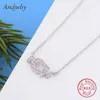 925 Sterling Silver Horseshoe Necklaces Pendant With Clear CZ Women DIY 925 Fine Jewelry Berloque 210721