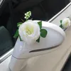 Flor artificial de rosa blanca para la decoración del coche de la boda Decoraciones nupciales + Cintas de la manija de la puerta Seda 211023